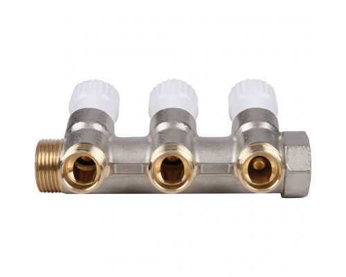 Коллектор распределительный 3/4", 3 отвода 1/2"