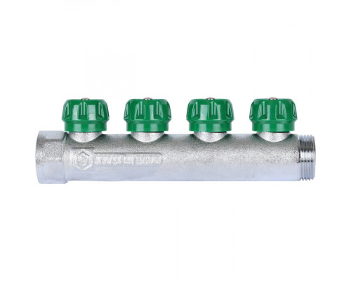 Коллектор регулирующий 1", 4 отвода 3/4" ЕК