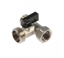Кран шаровой трёхходовой никелированный (standard) 1/2F*3/4M*1/2M