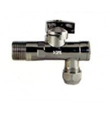Угловой кран для подключения приборов с сеткой ( хром) 1/2"* 3/8" (10)