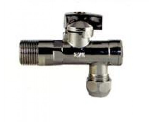 Угловой кран для подключения приборов с сеткой ( хром) 1/2"* 3/8" (10)