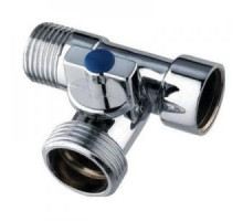 Тройник бытовой с шаровым краном 1/2" ш *3/4"ш *1/2"г (хром)