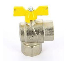 Кран шаровой для газа угловой (бабочка) НИКЕЛЬ 1/2" г/г