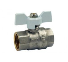 Кран шаровой (бабочка белая) НИКЕЛЬ 3/4"г/г