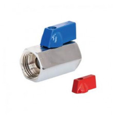 Мини кран для воды, хромированное 1/2" г/г ( красные и синние ручки)
