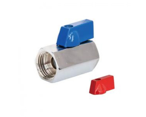 Мини кран для воды, хромированное 1/2" г/г ( красные и синние ручки)