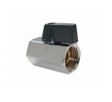 Мини кран для воды, никелированное 1/2" г/г (черные ручки)
