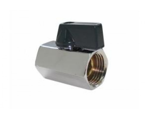 Мини кран для воды, никелированное 1/2" г/г (черные ручки)