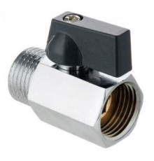 Мини кран для воды, никелированное 1/2" г/ш (черные ручки)