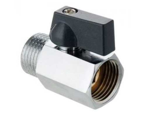 Мини кран для воды, никелированное 1/2" г/ш (черные ручки)