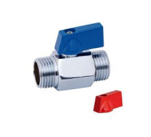 Мини кран для воды, хромированное 1/2" ш/ш ( красные и синние ручки)