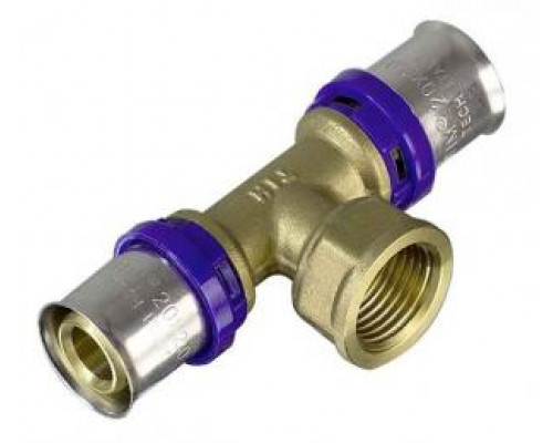 Пресс-фитинг. Тройник латунный Ø20 - 1/2" г - Ø20