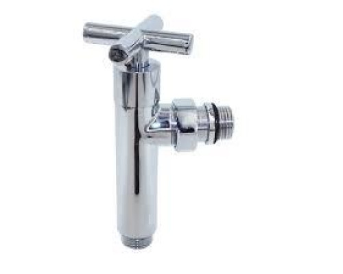 Кран для углового соединения, (крестовиный)(хром) 1/2"г* 1/2"ш